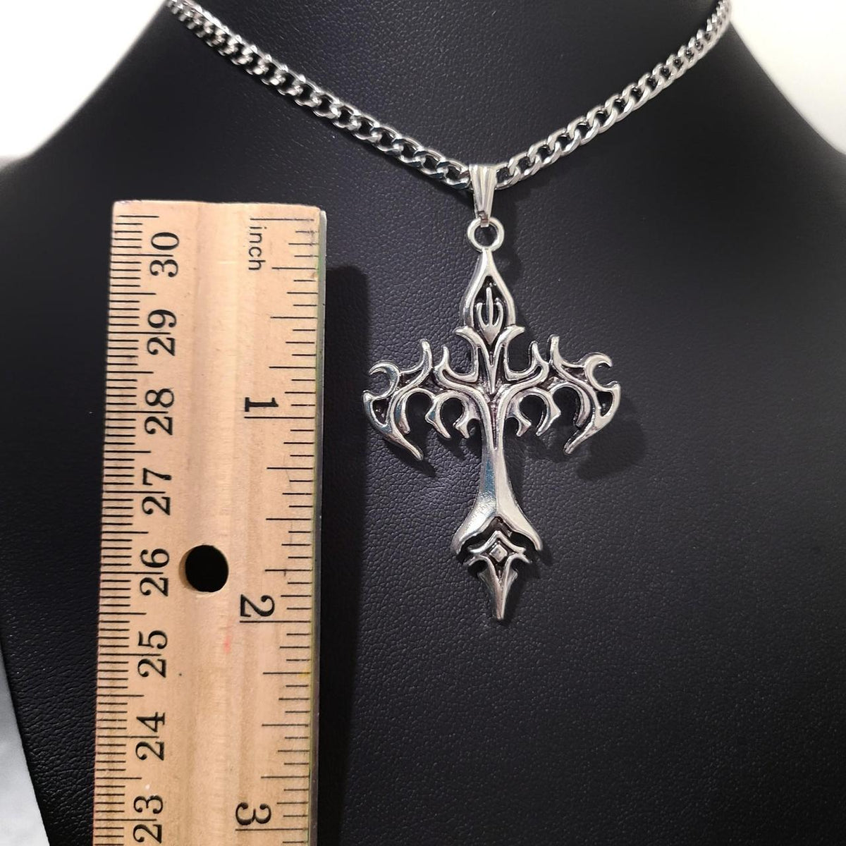 Silver Gothic Cross Choker - CC