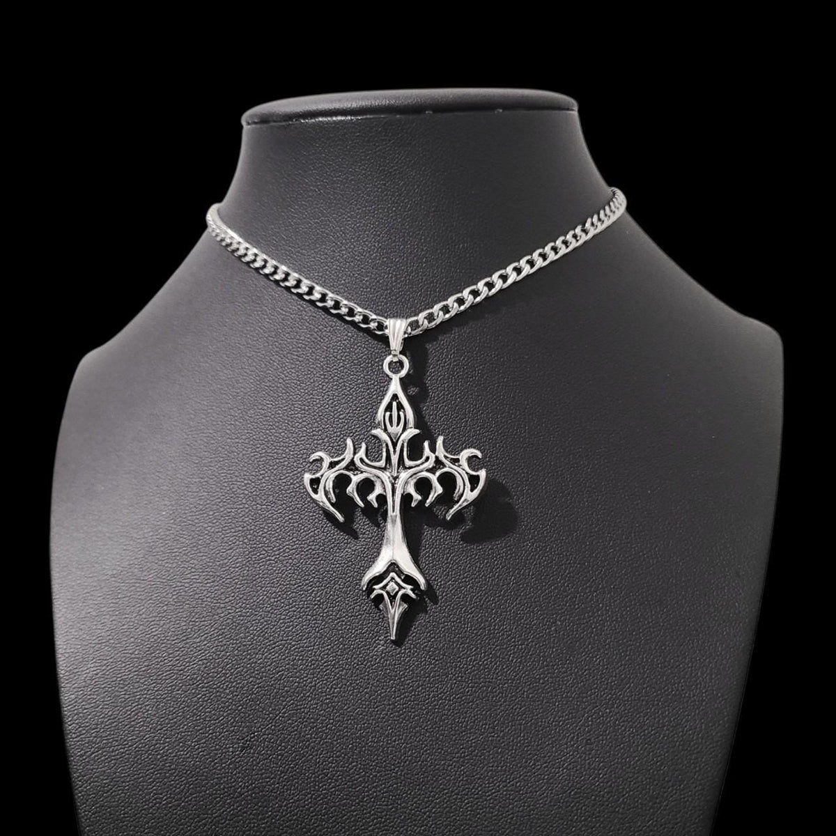 Silver Gothic Cross Choker - CC