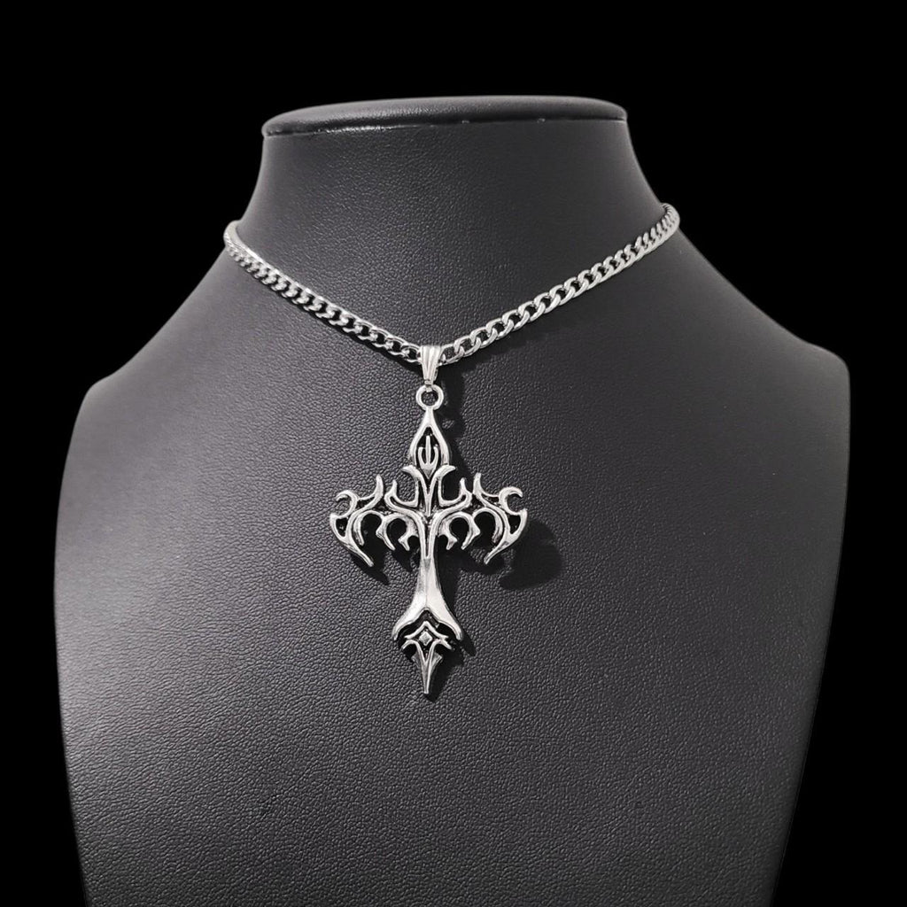 Silver Gothic Cross Choker - CC