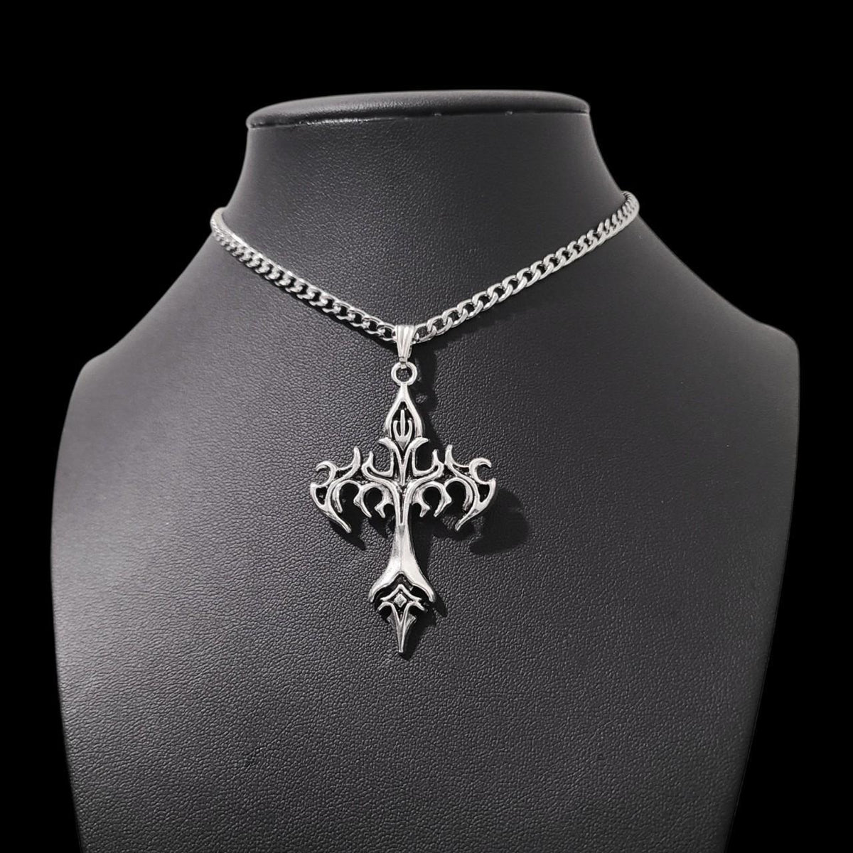 Silver Gothic Cross Choker - CC