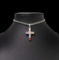 Colorful Crystal Cross Choker Necklace